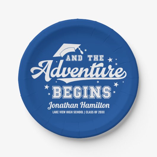冒険の始まり 青い卒業パーティー ペーパープレート (正面)