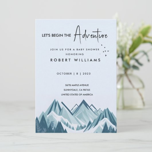 冒険の少年の赤ちゃんシャワーを始めよう 招待状 (スタンド正面)