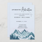 冒険の少年の赤ちゃんシャワーを始めよう 招待状 (正面/裏面)