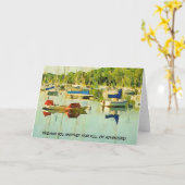 冒険の帆船で満たされた別の年を願う カード (黄色い花)