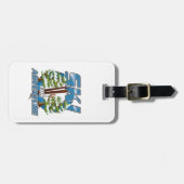 冒険の旅行のロゴのためのスキー ラゲッジタグ (正面横)