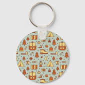 冒険の旅行アイコン、シームレスなパターン。 キーホルダー (裏面)