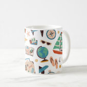 冒険の旅 セイルボート コンパス 旅行 コーヒーマグカップ (正面右)
