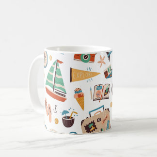冒険の旅 セイルボート コンパス 旅行 コーヒーマグカップ