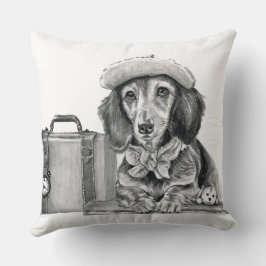 冒険の準備ができているダッパーdachshand クッション