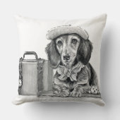 冒険の準備ができているダッパーdachshand クッション (正面)