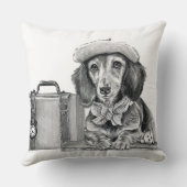 冒険の準備ができているダッパーdachshand クッション (裏面)