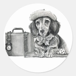 冒険の準備ができているダッパーdachshand ラウンドシール