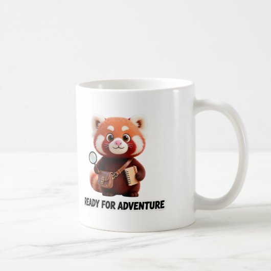 冒険の準備OKかわいいレッサーパンダ探検家 コーヒーマグカップ (右)