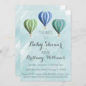冒険の熱気の気球のベビーシャワーの招待状 招待状 (正面/裏面)