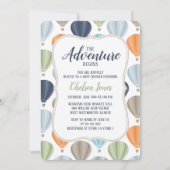 冒険の熱気の気球の男の子のベビーシャワー 招待状 (正面)