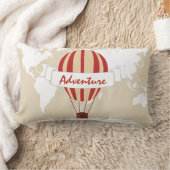 冒険の猛烈な気球及び世界地図 ランバークッション (ブランケット)