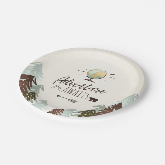 冒険の紙皿旅行ヴィンテージの地球のシャワー ペーパープレート (アングル)