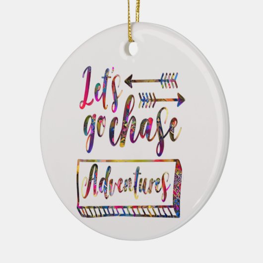 冒険の追跡に行こう冒険レトロ引用文C セラミックオーナメント (左)
