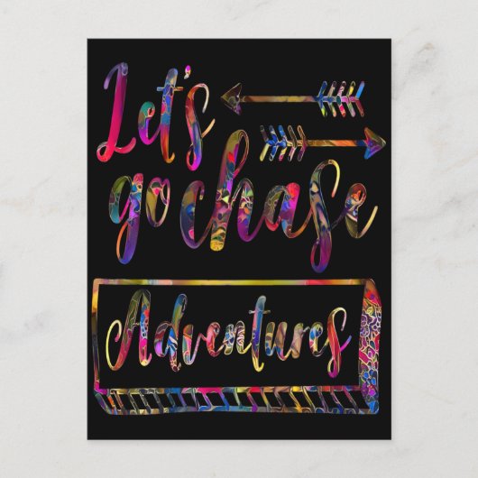 冒険の追跡に行こう冒険レトロ引用文P ポストカード (正面)