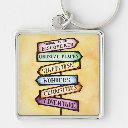 冒険の道路標識旅行芸術 キーホルダー (正面)