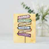 冒険の道路標識旅行芸術 ポストカード (スタンド正面)