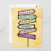 冒険の道路標識旅行芸術 ポストカード (正面/裏面)