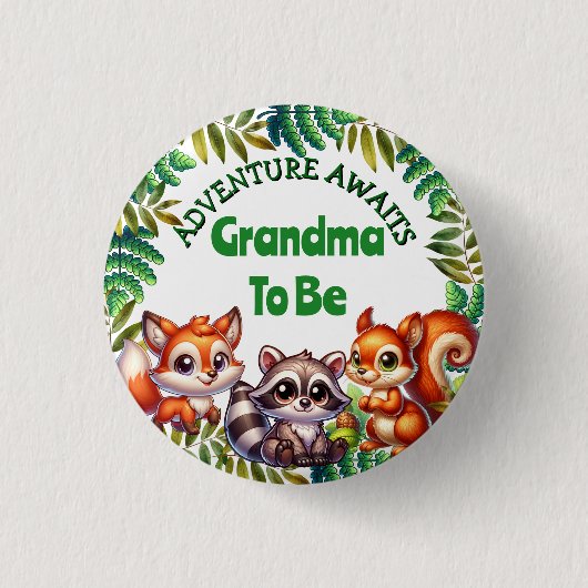 冒険はおばあちゃんに赤ちゃんシャワーを待つ 缶バッジ (正面)