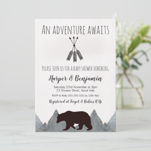 冒険はくまのベビーシャワーの招待状を待ちます 招待状 (スタンド正面)