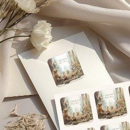 冒険はウッドランドの赤ちゃんシャワーを待つ スクエアシール