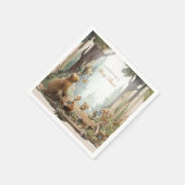 冒険はウッドランドの赤ちゃんシャワーを待つ スタンダードカクテルナプキン (角)