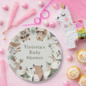 冒険はウッドランド動物かわいい赤ちゃんシャワーを待つ ペーパープレート (パーティー)