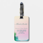 冒険はカップルのためのピンクブルーSUP旅行を待っている ラゲッジタグ (裏面縦)