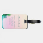 冒険はカップルのためのピンクブルーSUP旅行を待っている ラゲッジタグ (裏面横)