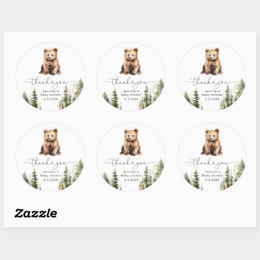 冒険はクマの赤ちゃんシャワー感謝していを待っている ラウンドシール (シート)