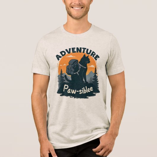 冒険はパウシブル 黒猫ハイカー リュックサック トライブレンドTシャツ (正面)