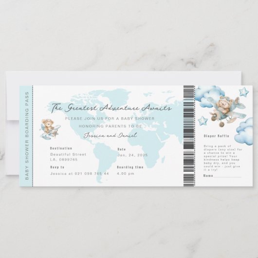 冒険はベアーズ飛んでいる搭乗券を待っている 招待状 (正面)