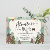 冒険はベビーシャワーの招待旅行地図を始めます 招待状 (スタンド正面)