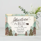 冒険はベビーシャワーの招待旅行地図を始めます 招待状 (スタンド正面)