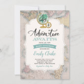 冒険はベビーシャワーの招待状の地図のシャワーを待ちます 招待状 (正面)