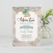 冒険はベビーシャワーの招待状の地図のシャワーを待ちます 招待状 (スタンド正面)