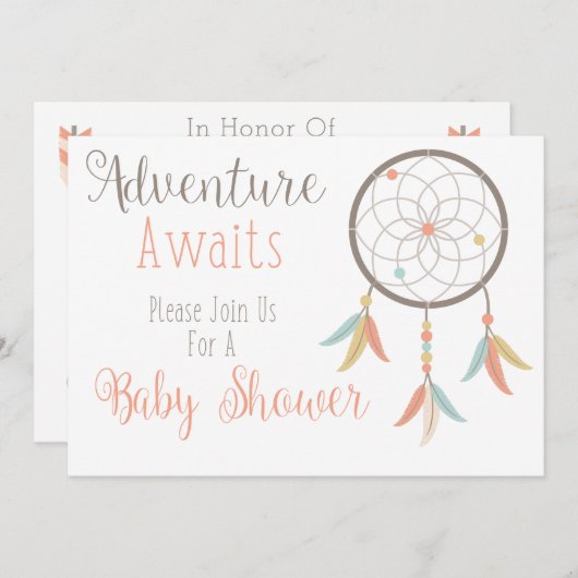 冒険はベビーシャワーの招待状を待ちます 招待状 (正面/裏面)