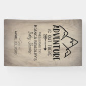 冒険はベビーシャワー|の素朴な木そこにあります 横断幕 (横)