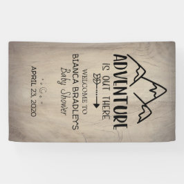 冒険はベビーシャワー|の素朴な木そこにあります 横断幕