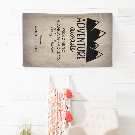 冒険はベビーシャワー|の素朴な木を待ちます 横断幕 (インサイチュ)