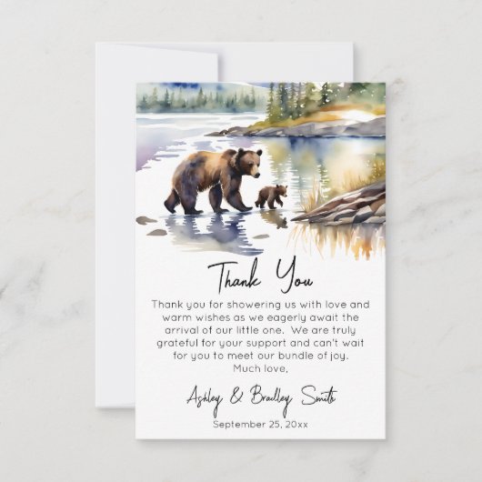 冒険はママの赤ちゃんシャワーとクマの子を待っている サンキューカード (正面)