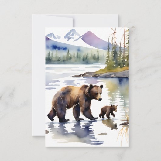 冒険はママの赤ちゃんシャワーとクマの子を待っている サンキューカード (裏面)