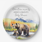冒険はママの赤ちゃんシャワーとクマの子を待っている ペーパープレート (正面)