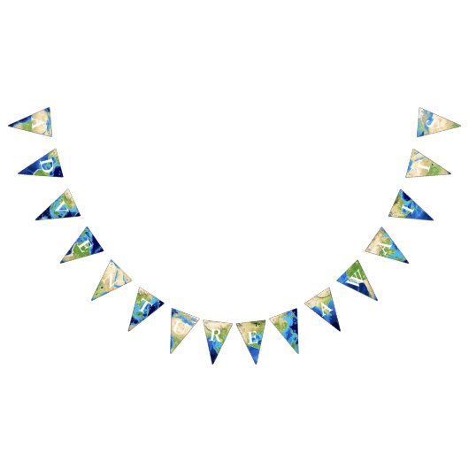 冒険は世界の地球の白の手紙を待ちます バンティングフラッグ (全)