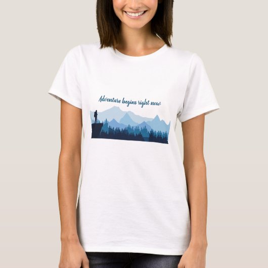 冒険は今すぐ始まる旅行引用文 Tシャツ (正面)