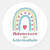 冒険は価値のあるカラフルボーホレインボー ラウンドシール (正面)