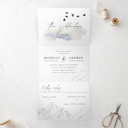 冒険は優雅な結婚式を始める 三つ折り招待状 (内部)