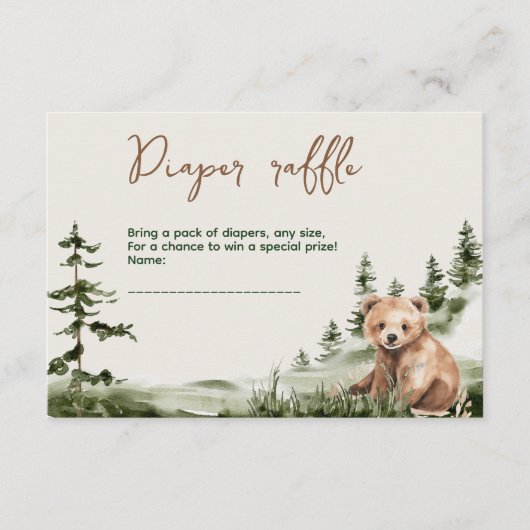 冒険は可愛い森の熊の赤ちゃんシャワーを待っている エンクロージャーカード (正面)