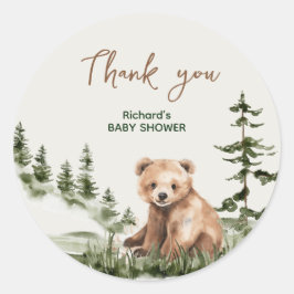 冒険は可愛い森の熊の赤ちゃんシャワーを待っている ラウンドシール