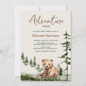 冒険は可愛い森の熊の赤ちゃんシャワーを待っている 招待状 (正面)